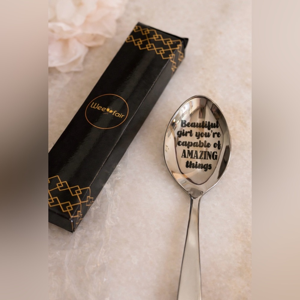 Engraved Inspirational Silver Spoon with Gift Box
